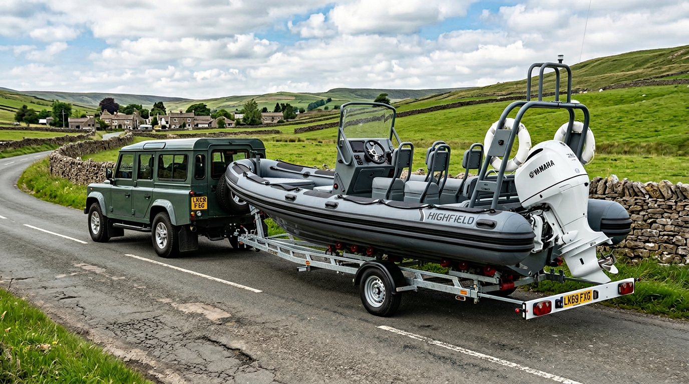 RIB on road trailer ready for UK-wide mobilisation